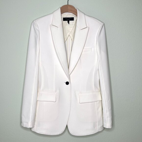 Rag & Bone Classic One Button Blazer in White Size 4 - Picture 9 of 9